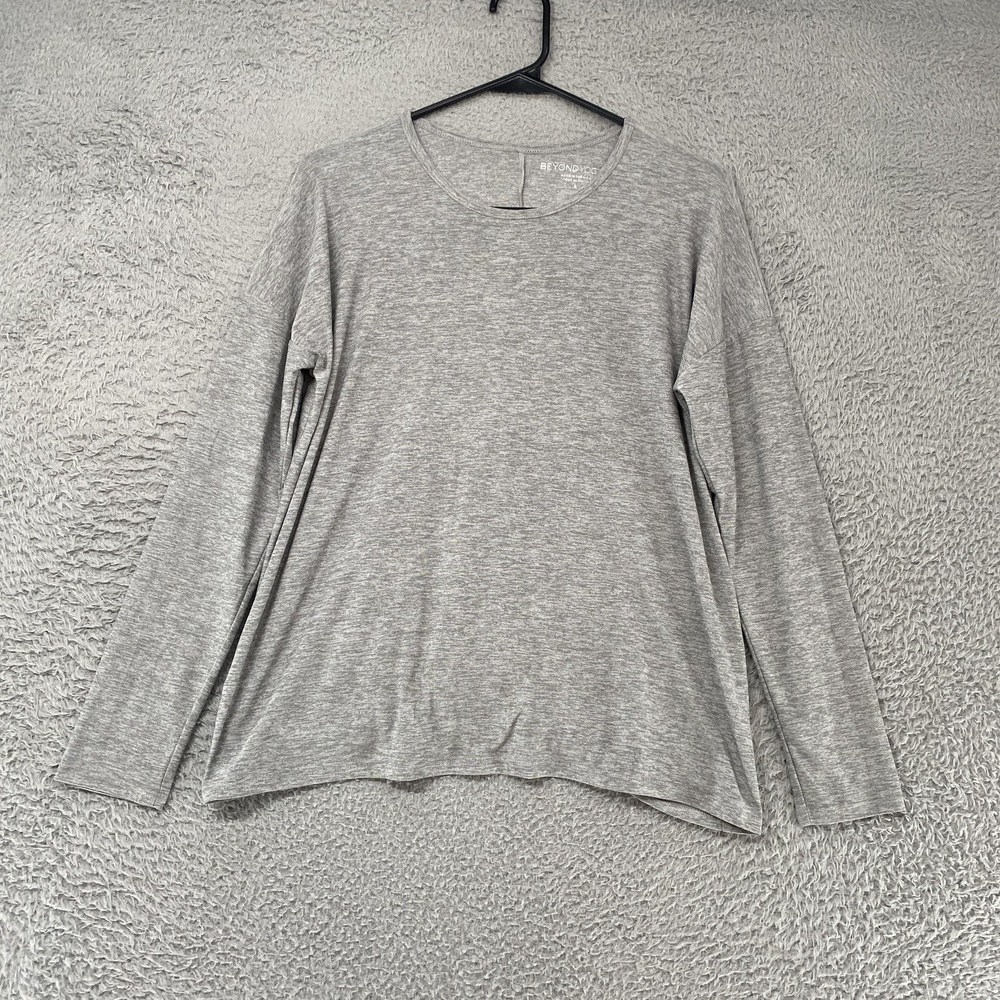 Beyond Yoga Long Sleeve Top Womens Small Gray Open Back Tie Yoga Workout